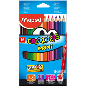 Олівці кольорові Maped Color Peps Maxi 12 кольорів (MP.834010) краща модель в Дніпрі