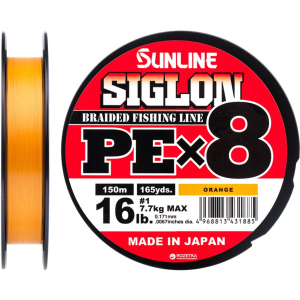 Шнур Sunline Siglon PE х8 150 м # 1.0/0.171 мм 7.7 кг Помаранчевий (16580989) в Дніпрі