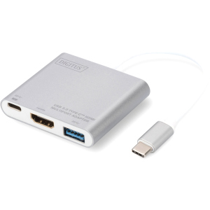 USB-хаб Digitus USB Type-C - HDMI, USB 3.0, USB-C 3 порта Silver (DA-70838-1)