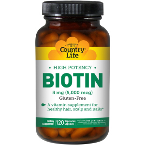 Витамины Country Life High Potency Biotin концентрированный Биотин (В7) 5 мг 120 желатиновых капсул (015794065067) лучшая модель в Днепре