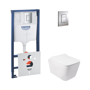 Набір інсталяція 4 в 1 Grohe Rapid SL 38772001 + унітаз з сидінням Qtap Crow QT05335170W ТОП в Дніпрі