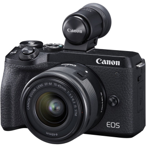 купить Фотоаппарат Canon EOS M6 Mark II + 15-45 IS STM + EVF Kit Black (3611C053) Официальная гарантия!
