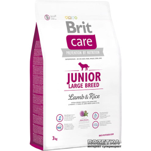 Сухой корм для щенков и молодых собак крупных пород Brit Care Junior Large Breed Lamb & Rice 3 кг (8595602509843) надежный