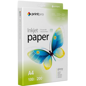 хороша модель Фотопапір PrintPro глянсовий 200г/м A4 100 л PG200-100