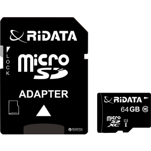 RiDATA microSDXC 64GB Class 10 UHS-I + SD адаптер (FF964426) лучшая модель в Днепре