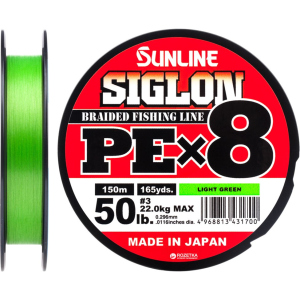 Шнур Sunline Siglon PE х8 150 м # 3.0/0.296 мм 22 кг Салатовий (16580971)