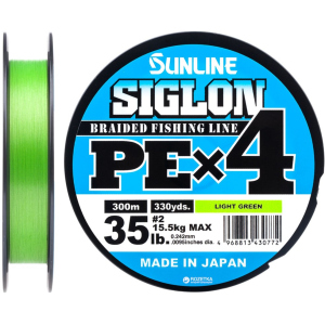 Шнур Sunline Siglon PE х4 300 м # 2.0/0.242 мм 15.5 кг Салатовый (16580943) надежный