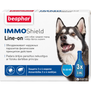 Капли Beaphar Immo Shield Line-on for Medium Dogs антипаразитные с диметиконом для собак 15-30 кг 3 пипетки (13583) (8711231135837) лучшая модель в Днепре