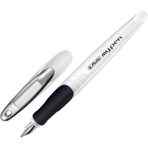 хорошая модель Ручка перьевая для левши Herlitz My.pen White-Black Синяя Белый корпус (10999795)