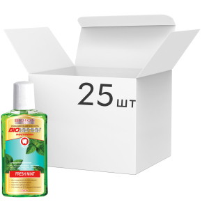 Упаковка ополіскувача для ротової порожнини Bioton Cosmetics Fresh mint 250 мл х 25 шт (4820026152806) надійний