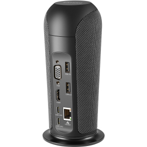 Док-станція 13-в-1 Promate AlphaHub USB-C PD/HDMI/VGA/3xUSB 3.0/USB-C 3.1/RJ45/SD/MicroSD/AUX 3.5 мм/5W динамік Black (alphahub.black) ТОП в Дніпрі