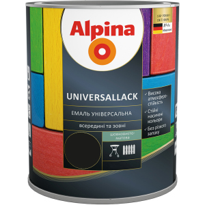 Емаль Alpina Universallack Шовковисто-матова 2.5 л Чорна (948103763) краща модель в Дніпрі