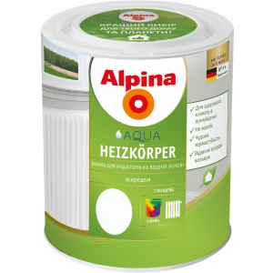 Емаль Alpina Aqua Heizkörper Глянсова 0.75 л Біла (910904)