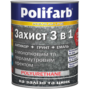 Антикорозійна емаль Polifarb Захист 3в1 з перламутровим та молотковим ефектом 2.2 кг Антрацит (PB-109164) ТОП в Дніпрі