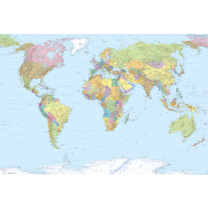 Фотообои флизелиновые Komar World Map 368х248 см 4 сегмента (XXL4-038)