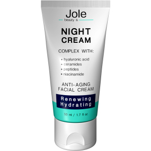 Восстанавливающий ночной крем Jole Renuwing Night Cream с гиалуроновой кислотой, комплексом пептидов и керамидов 50 мл (4820243881022) лучшая модель в Днепре