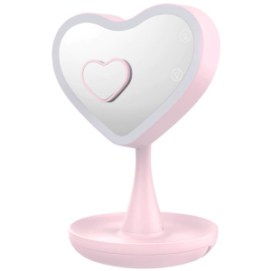 Дзеркало для макіяжу UFT Mirror Heart Pink Серце з підсвічуванням (4820176260086) ТОП в Дніпрі