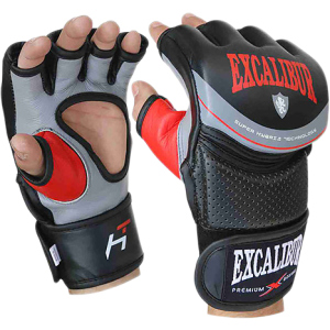 Рукавички MMA Excalibur 687-01 Hybrid S/10 Сіро-чорно-червоні (687-01/S/10) в Дніпрі