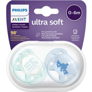 Пустышка Philips AVENT Ultra Soft для мальчиков 0-6 мес 2 шт (SCF222/01) лучшая модель в Днепре