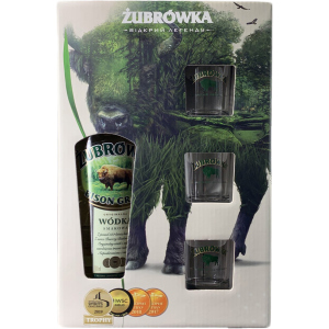 купити Настойка Zubrowka Bison Grass 0.7 л 37.5% + 3 склянки (4820207260153)