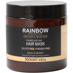 Маска для волос без сульфатов и парабенов Rainbow Professional Exclusive Hair молоко+мед питание и увлажнение 500 мл (73352) (8697426733524)