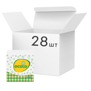 Упаковка серветок сервірувальних Ecolo 1 шар 24х24 см 100 шт Білі 28 пачок (4820202890270) в Дніпрі