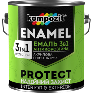 Эмаль антикоррозионная Kompozit 3 в 1 Protect 0.75 л Зеленая (4820085742345) лучшая модель в Днепре