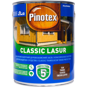 Лазур Pinotex Classic Lasur - матове алкідне просочення для дерева, блакитне, з декоративним ефектом, безбарвне, BC, 3 л (5308843) в Дніпрі