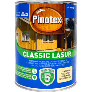 Лазур Pinotex Classic Lasur - матове алкідне просочення для дерева, блакитне, з декоративним ефектом, червоне дерево, 1 л (5301548) в Дніпрі