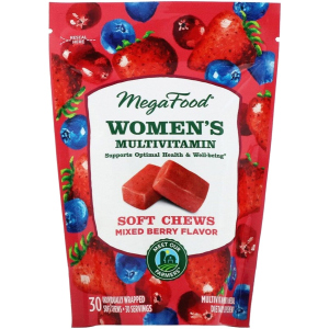 Мультивитамины для женщин, вкус ягод, Women's Multivitamin Soft Chews, Mixed Berry Flavor, Mega Food 30 мягких жевательных конфет в индивидуальной упаковке (51494103722) лучшая модель в Днепре