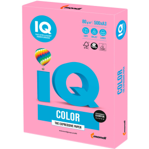 Папір офісний IQ Color PI25 A3 80 г/м2 500 аркушів Рожевий (9003974400273) в Дніпрі