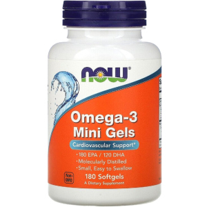 Омега-3, Omega-3 Mini Gels, Now Foods 180 м'яких таблеток (733739016850)