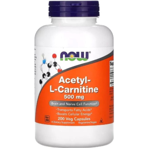 Ацетил-L-Карнітін, Acetyl-L-Carnitine, Now Foods 500 Мг, 200 Вегетаріанських Капсул (733739000842) надійний