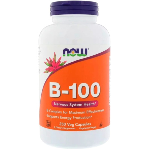 B-Комплекс 100, B-100, Now Foods 250 вегетарианских капсул (733739004383)