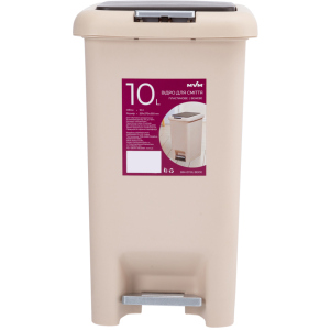 Відро для сміття MVM з кришкою та педаллю BIN-01 10л Бежеве (BIN-01 10L BEIGE) в Дніпрі