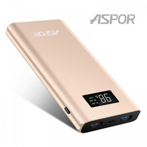 Універсальна мобільна батарея Aspor Q388 10000mAh Gold ТОП в Дніпрі