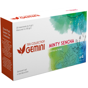 Чай зеленый пакетированный Gemini Tea Collection Grand Pack Сенча мятная 4 г х 20 пакетиков (4820156430881) надежный