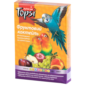 Упаковка корму для дрібних та середніх папуг Topsi Фруктовий коктейль 550 г 16 шт (14820122208220) ТОП в Дніпрі