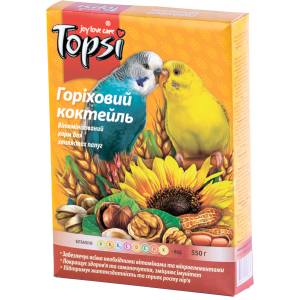 Упаковка корму для дрібних та середніх папуг Topsi Горіховий коктейль 550 г 16 шт (14820122208237) краща модель в Дніпрі
