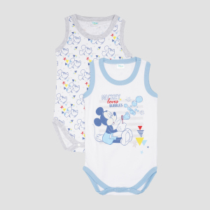 Боді-майка Disney Mickey Mouse MC13888 62-68 см 2 шт Біла з блакитним (8691109721747) краща модель в Дніпрі