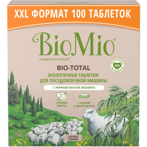 Таблетки для посудомийної машини BioMio Bio-Total 7 в 1 з маслом евкаліпту 100 шт (4603014015945) ТОП в Дніпрі