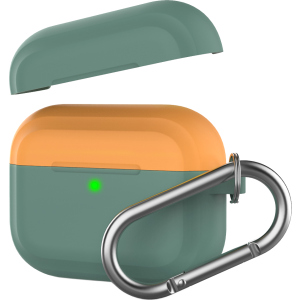 Двухцветный силиконовый чехол AhaStyle для Apple AirPods Pro Темно-зеленый с оранжевым (AHA-0P400-DDO) в Днепре