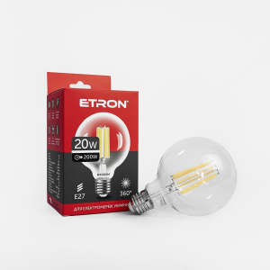 LED лампа ETRON Filament 1-EFP-172 G95 E27 20W 4200K clear glass в Дніпрі