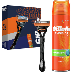 Подарунковий набір для чоловіків Gillette Бритва Fusion5 + Гель для гоління 200 мл (7702018602940) надійний