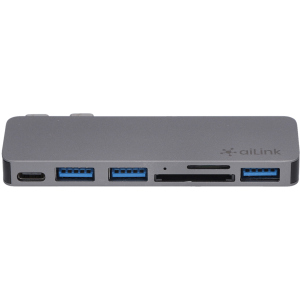 USB-хаб адаптер Ailink Aluminium USB-C SD Hub Card Reader Multi Port 6 в 1 Space Grey (AI-DC6_sg)