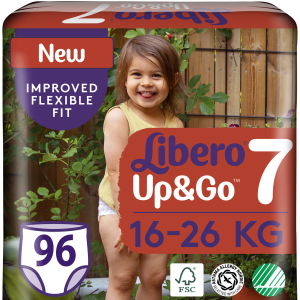 Підгузки-трусики Libero Up&Go 16-26 кг розмір 7 96 шт (7322541481302) в Дніпрі