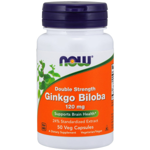 Натуральна добавка Now Foods Гінкго Білоба, Ginkgo Biloba, Double Strength, 120 мг, 50 капсул (733739046826) краща модель в Дніпрі