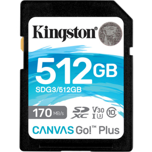 Kingston SDXC 512 ГБ Canvas Go! Plus Class 10 UHS-I U3 V30 (SDG3/512 ГБ)