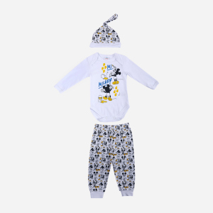 Комплект (боди + штанишки + шапочка) Disney Mickey Mouse MC18314 62-68 см Белый (8691109923707) ТОП в Днепре