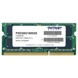 Оперативная память Patriot SODIMM DDR3 1600 MHz 8Gb (PSD38G16002S) ТОП в Днепре